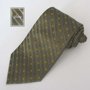 new BRIONI dis. 2S788 striped squares print silk neck tie Italy